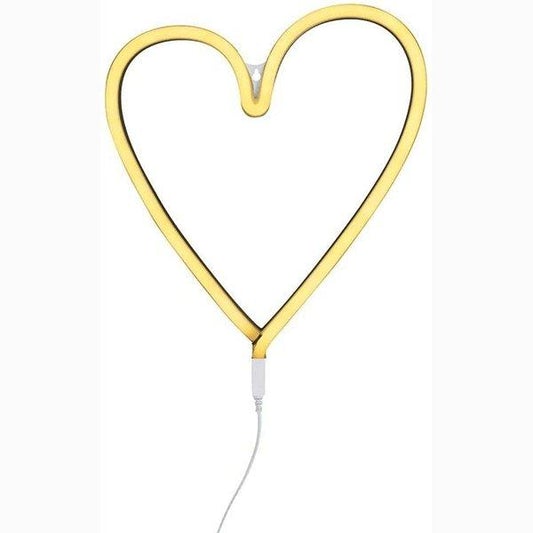 A Little Lovely Company Heart Neon Wall Light in Yellow - Scandibørn