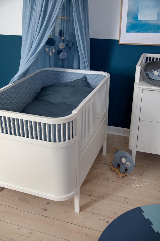 Sebra Quilted Baby Cot Bumper in Powder Blue